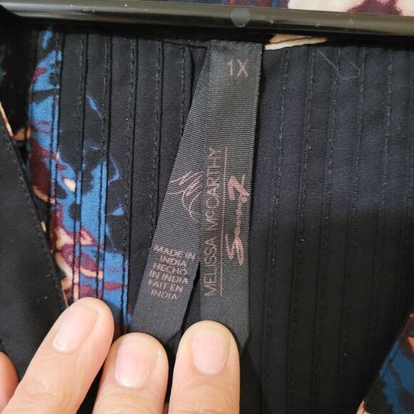 Melissa McCarthy Seven7  Lone Sleeve Pleated Tunic 1X Bloomcore Dark Cottagecore - Picture 6 of 7